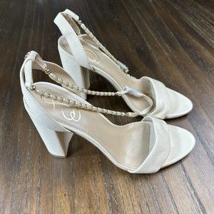 Sam Edelman Yanelli Heeled Sandals, Ivory Leather, Women's 9.5 M
